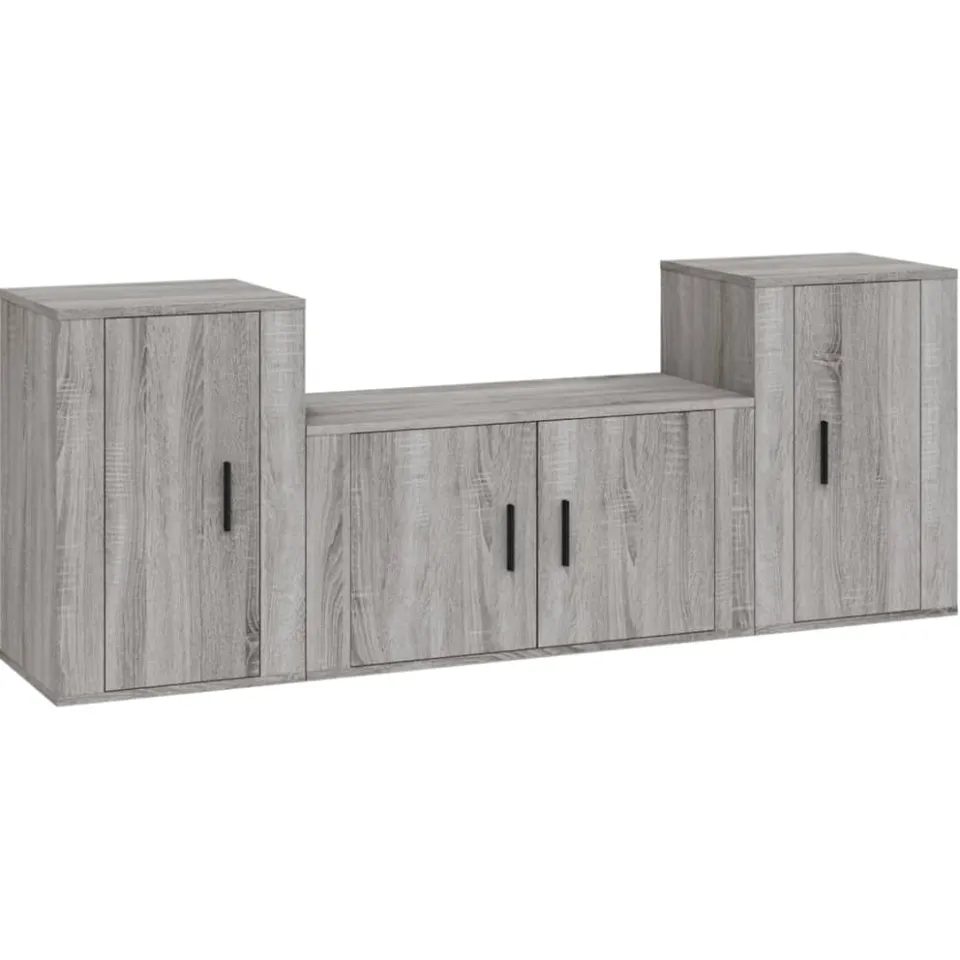 vidaXL 3-delige Tv-meubelset bewerkt hout grijs sonoma eikenkleurig, foto 3