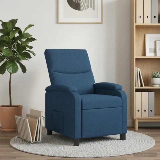 vidaXL Massage Recliner Blauw Stof