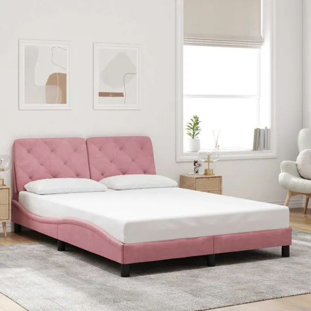 vidaXL Bedframe zonder matras fluweel roze 120x200 cm