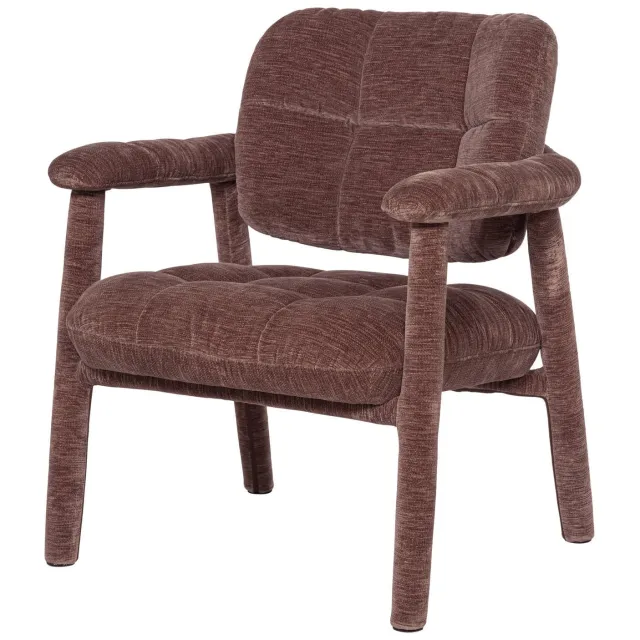 WOOOD Loom Fauteuil - Chenille - Structuur Oudroze - 81x72x73 old pink