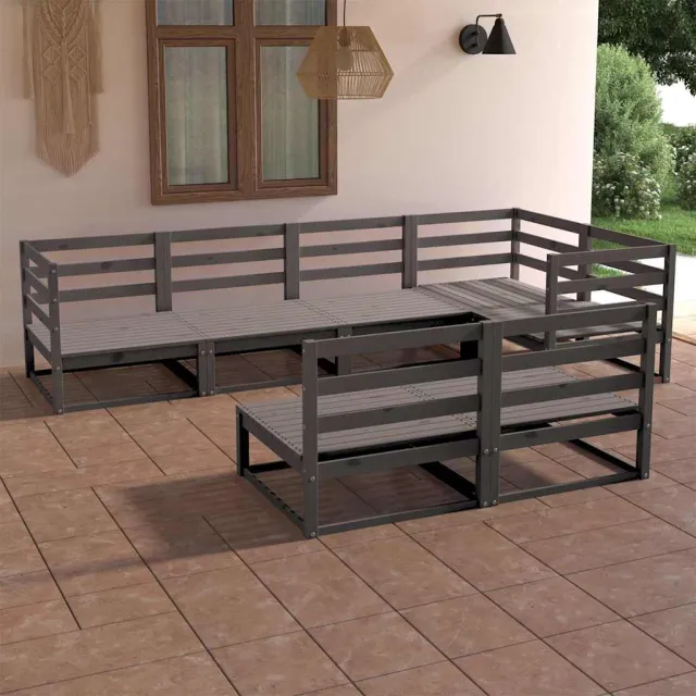 vidaXL 7-delige Loungeset massief grenenhout grijs, foto 2