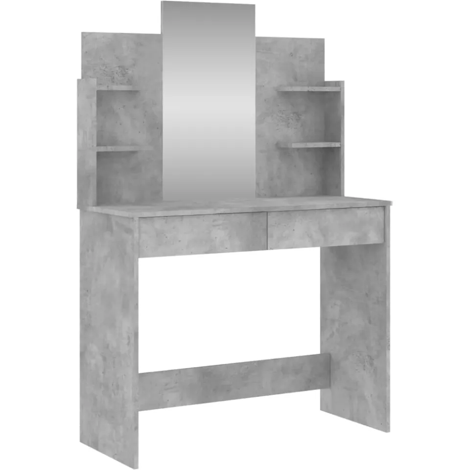 vidaXL Kaptafel met spiegel 96x39x142 cm betongrijs grijs, foto 3