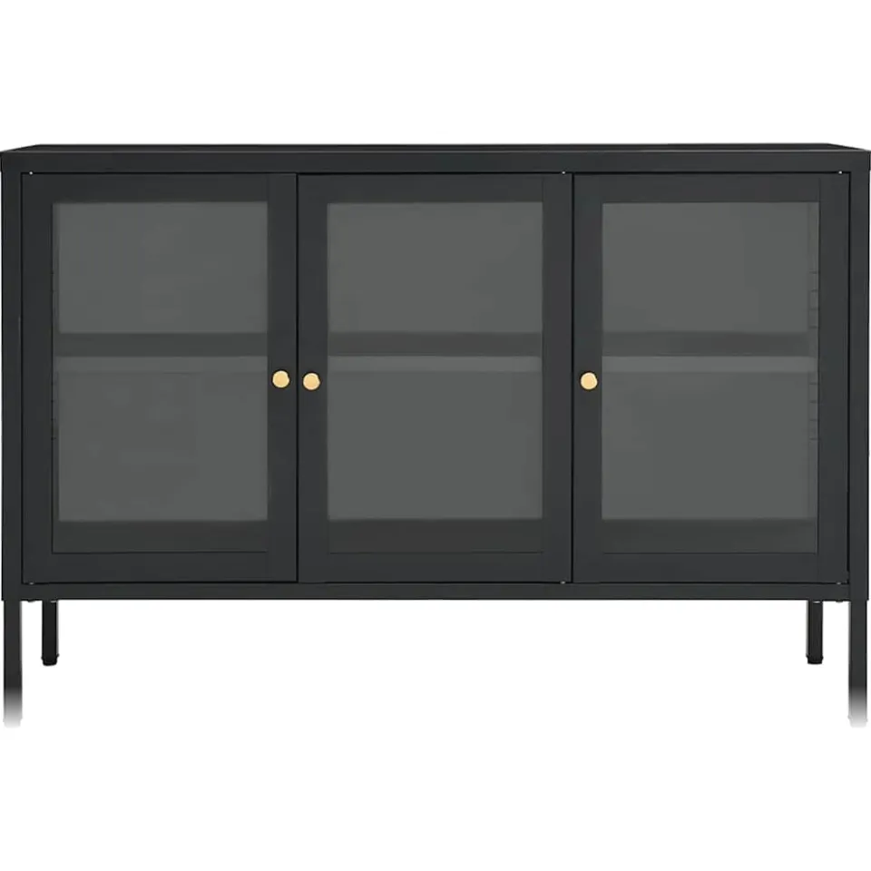 vidaXL Dressoir 105x35x70 cm staal en glas antracietkleurig Anthraciet
