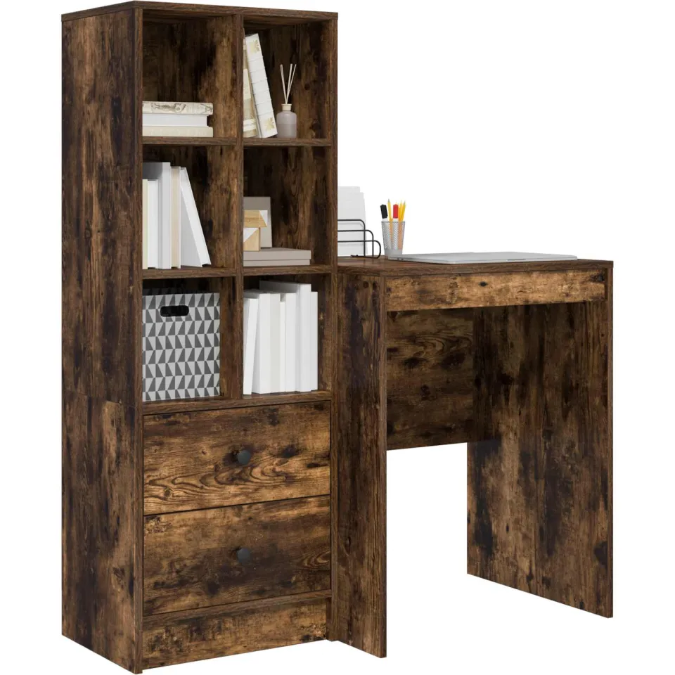 vidaXL Bureau Gerookt eiken 105,5 x 50 x 127 cm 2 st Bruin
