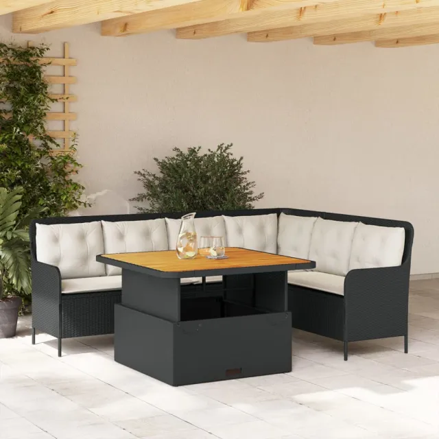 vidaXL 2-delige Loungeset met kussens poly rattan zwart, foto 2