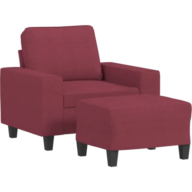 vidaXL Fauteuil - met - voetenbank - 60 - cm - stof - wijnrood