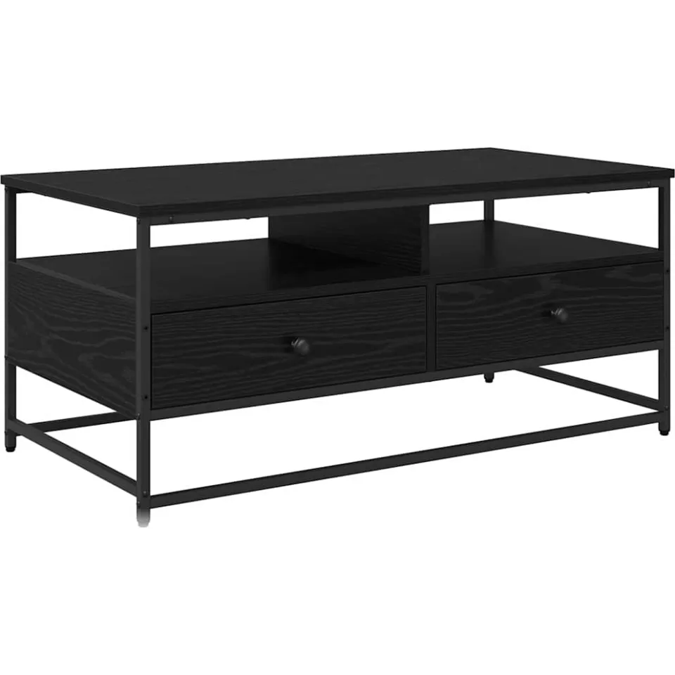 vidaXL Salontafel Zwart eiken 100 x 51 x 45 cm Bewerkt hout