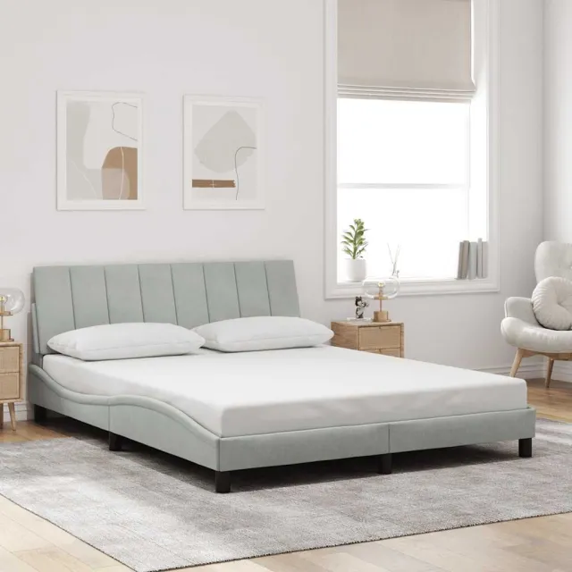 vidaXL Bedframe zonder matras "Hanko" 160x200 cm fluweel lichtgrijs