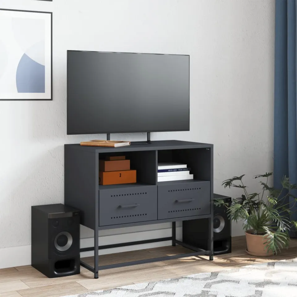 vidaXL Tv-meubel 68x39x60,5 cm staal zwart, foto 3