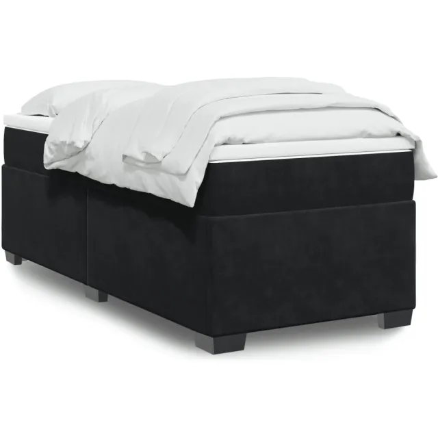 vidaXL Boxspring met matras fluweel zwart 90x190 cm