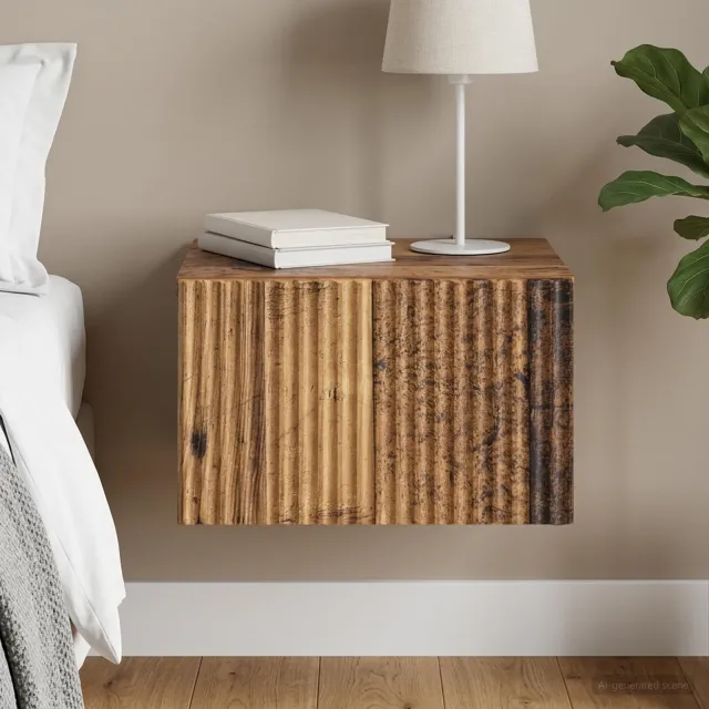 vidaXL Wandbeugel Bedkast Oud hout 33 x 34,5 x 20 cm Bewerkt hout bruin, foto 2