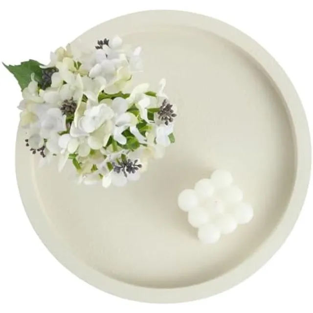 PromoHome Ronde Decoratieve Dienblad - Minimalistisch Design met Antislip Onderkant Wit