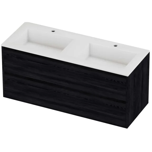 Proline Aristo Badmeubelset Polystone Elegant In Kader 120x46x54 cm Glans Wit Black Oak Eiken