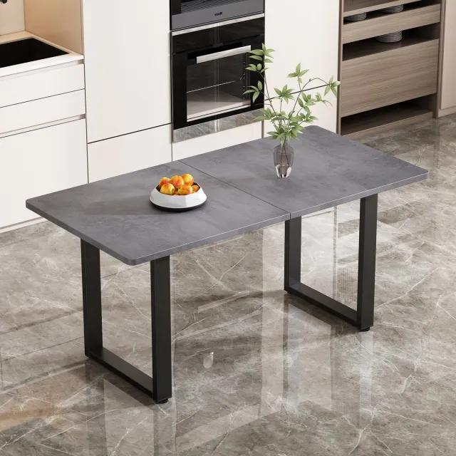 DESMIU Eettafel - Industriële Rechthoekige Tafel Met Stevig Blad En Stabiel Stalen Frame - Voor Eetkamer En Woonruimte - Spaanplaat - Zwart Grijs - 1 Stuk