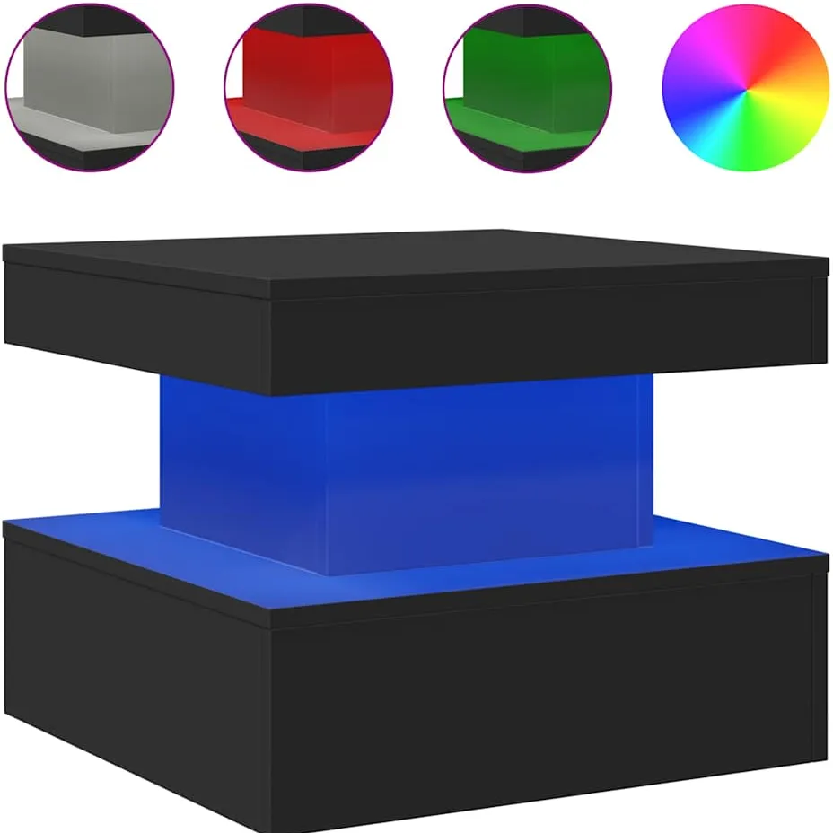 vidaXL Salontafel met LED-verlichting 50x50x40 cm zwart, foto 3