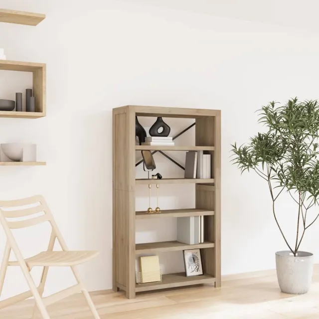 vidaXL Boekenkast met 5 schappen 80x30x140 cm massief acaciahout bruin, foto 2
