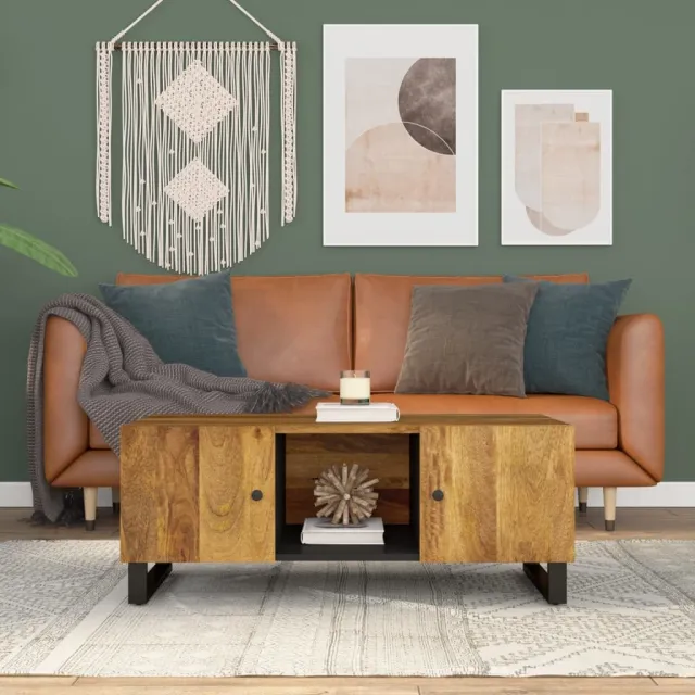 vidaXL Salontafel 100x54x40 cm massief mangohout en bewerkt hout bruin, foto 2