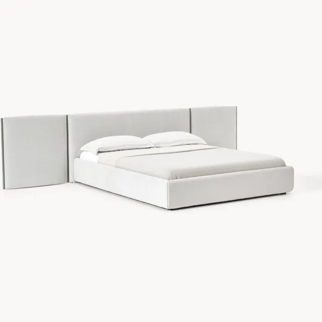 Westwing Collection Gestoffeerd bed Otis met opklapbaar hoofdeinde Grijs
