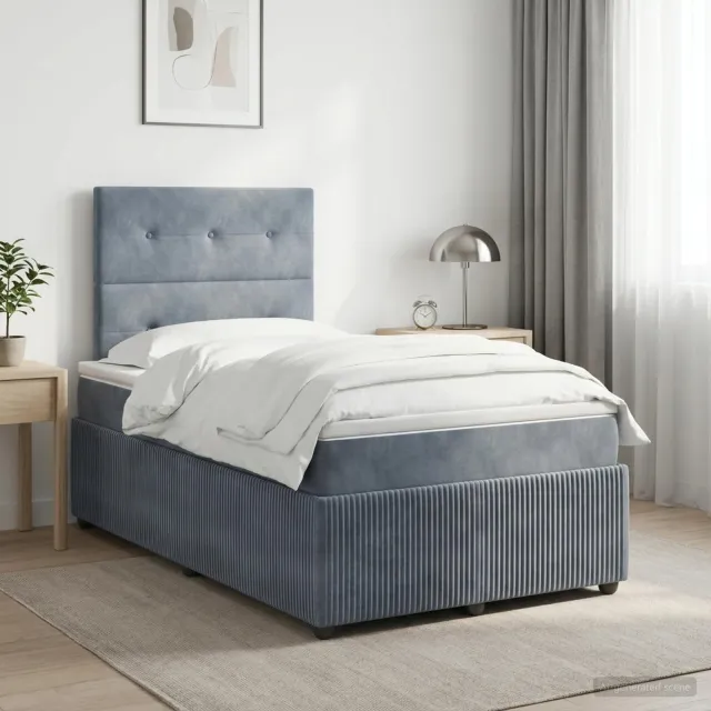 vidaXL Boxspringbed met matras Donkergrijs 120 x 190 cm Fluweel