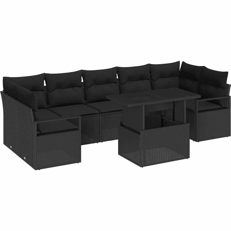 vidaXL Tuin Sofa Set 8 st Zwart Poly riet