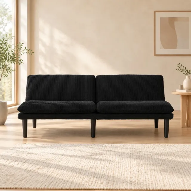 CHICFURN Slaapbank - Verstelbare rugleuning - 2-zits - Zwart