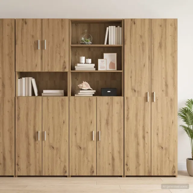 vidaXL Hoge kast Artisanaal eiken 70 x 42,5 x 185 cm Bewerkt hout Bruin