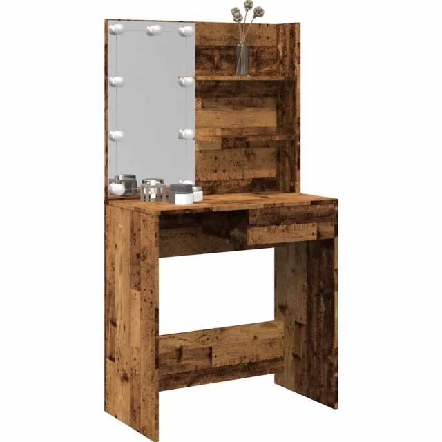 vidaXL Kaptafel met LED-verlichting 74,5x40x141 cm oud houtkleurig Bruin