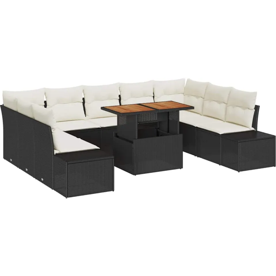 vidaXL Tuin Sofa Set 10 st Zwart Poly riet