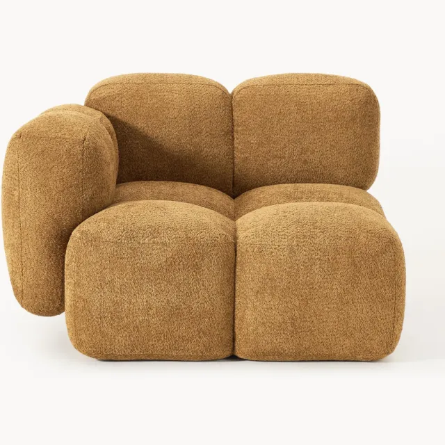 Westwing Collection Hoekmodule Tayla van teddy bouclé Geel