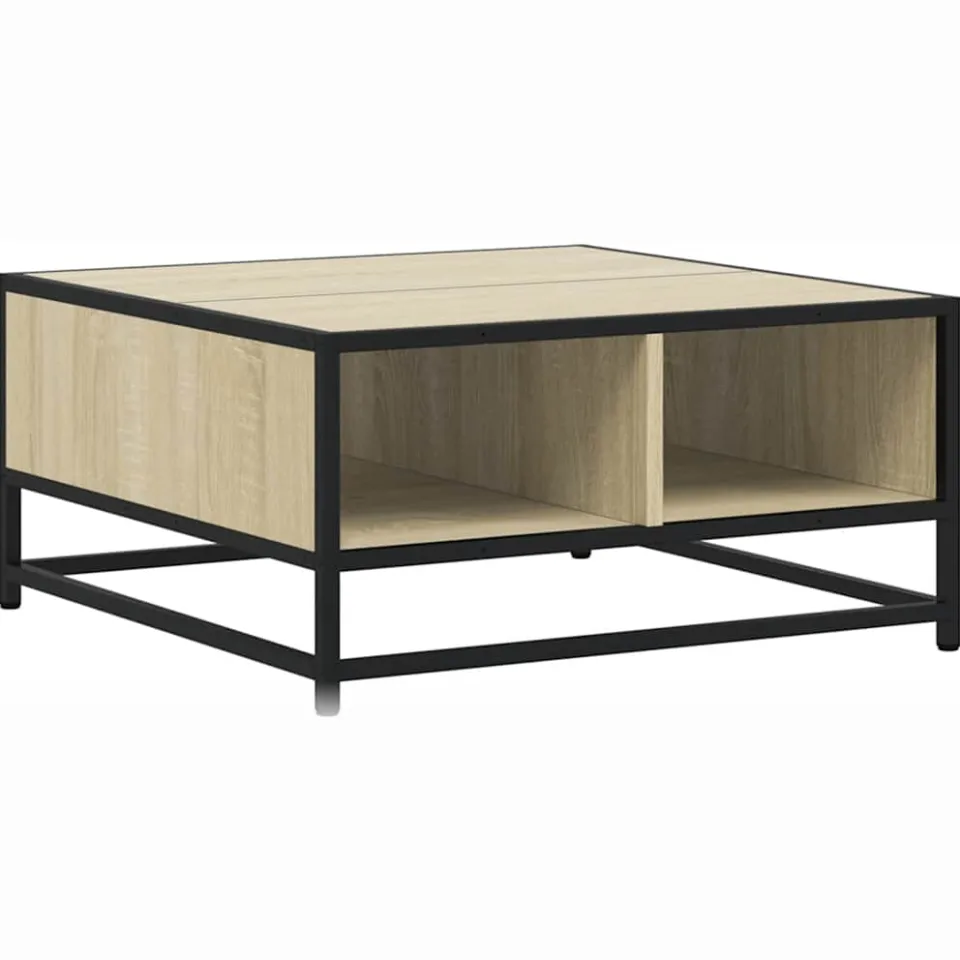 vidaXL Salontafel 60,5x60,5x30 cm bewerkt hout en metaal sonoma eiken, foto 4