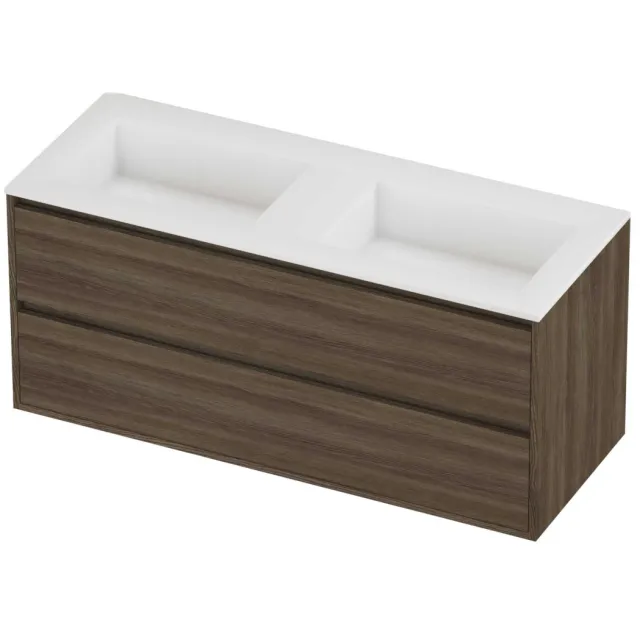 Proline Aristo Badmeubelset Polystone Elegant Greeploos 120x46x54 cm Mat White Vital Oak Eiken
