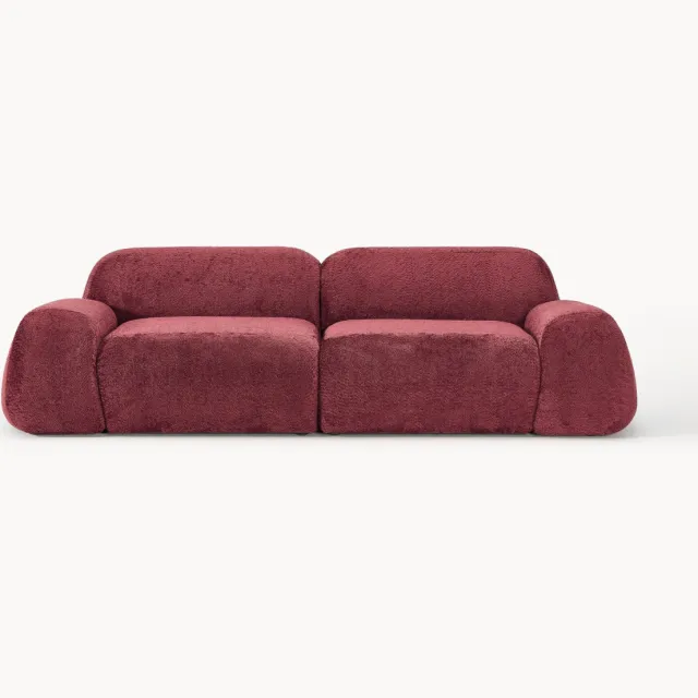Westwing Collection Modulaire bank Wolke (3-zits) van teddy-bouclé Wijnrood