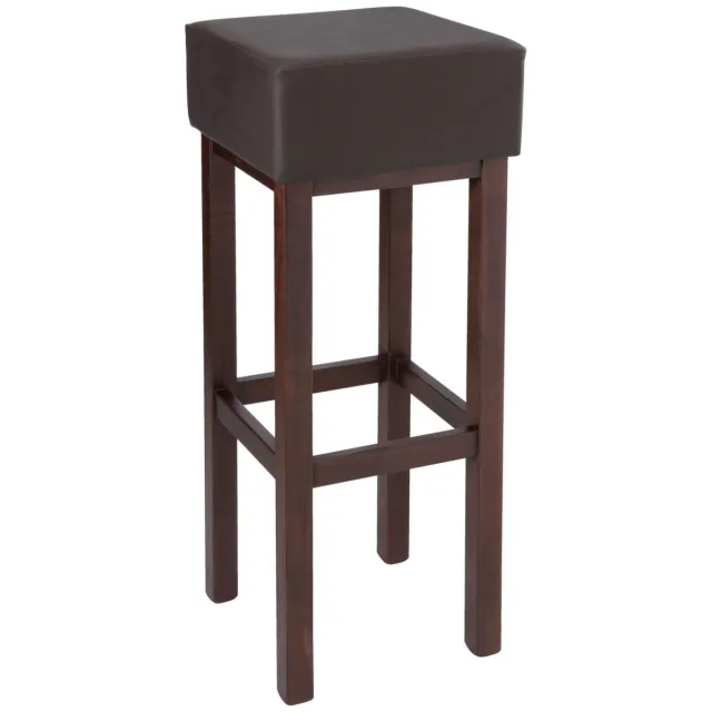 PULSIVA 2x PULSIVA Barkruk Woody met gestoffeerde zitting; 35x35x83 cm (BxDxH); zitting donkerbruin, frame donkerbruin; 2 stuk / verpakking