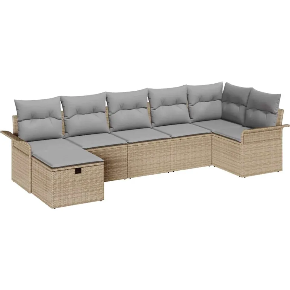 vidaXL Tuin Sofa Set 7 st Poly riet zwart, foto 3