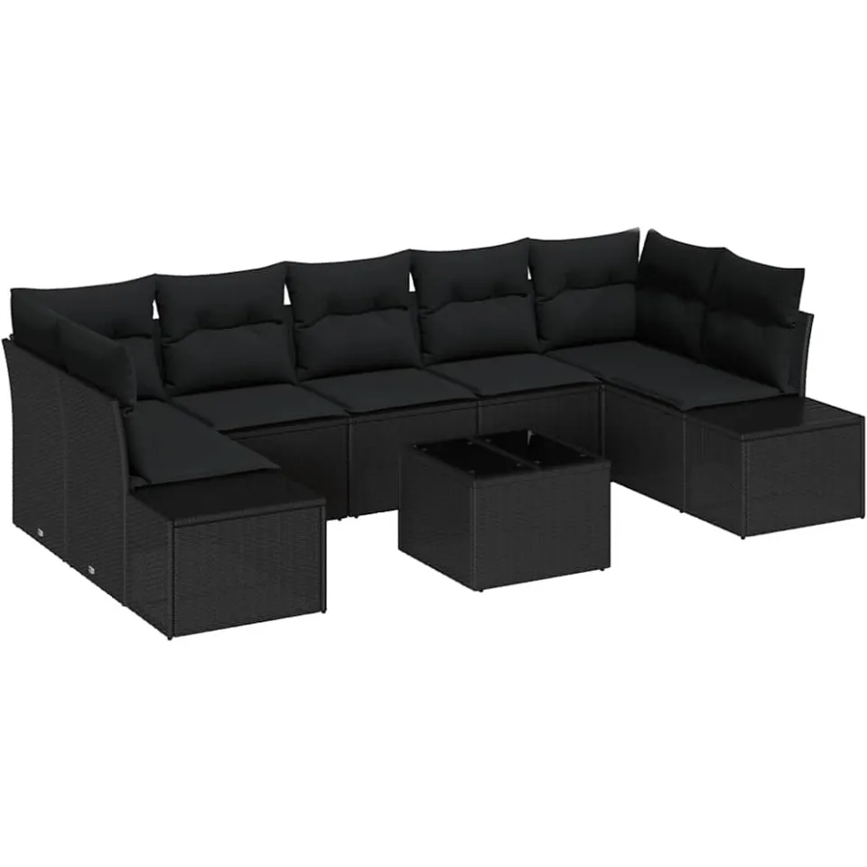 vidaXL Tuin Sofa Set 8 st Zwart poly rattan