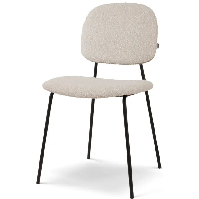Nolon Jasmijn eetkamerstoel bouclé beige - zwart onderstel