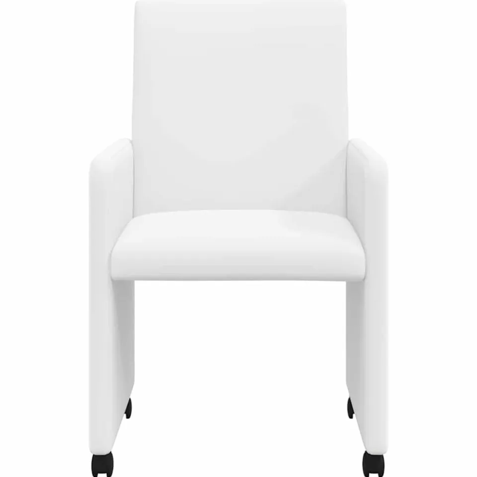 vidaXL Eetkamerstoelen met Wieltjes 2 st Kunstleer Wit 57 x 66 x 94 cm, foto 4
