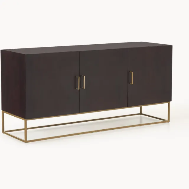 Westwing Collection Dressoir Lyle van mangohout Goudkleurig