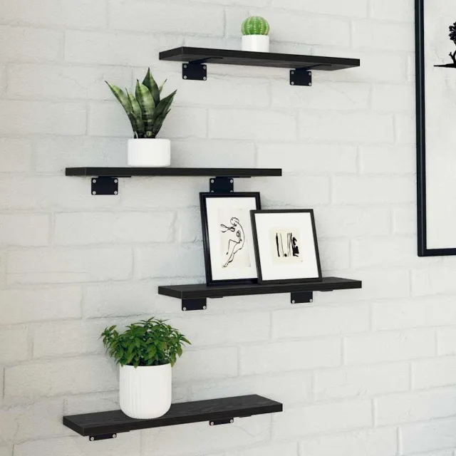 vidaXL Boekenplank Bord 3-laags 4 st 40 x 10 x 1,5 cm Bewerkt hout zwart, foto 2
