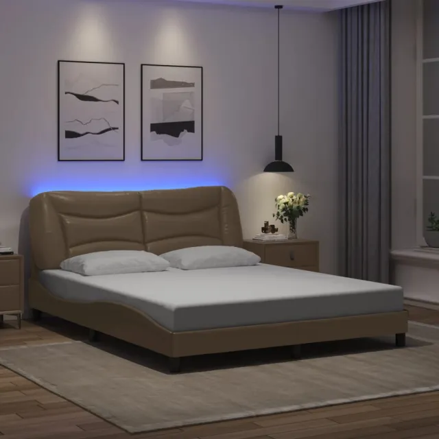 vidaXL Bedframe met LED zonder matras "Hvar" cappuccino 160x200 cm Bruin