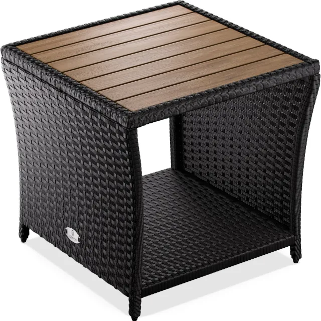 Casaria Bijzettafel - Polyrattan Vierkant 45x45x40cm - Zwart