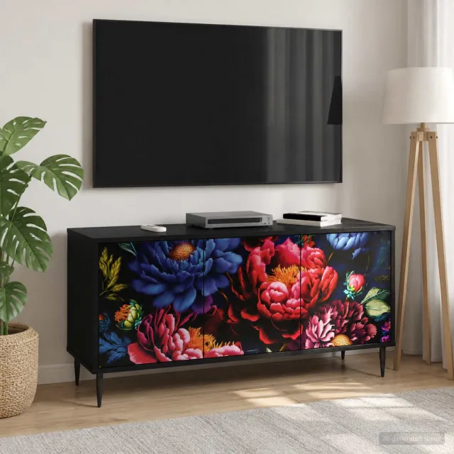 vidaXL Tv-meubel KIEL 102 x 33 x 51 cm Zwart eiken Bewerkt hout, foto 2