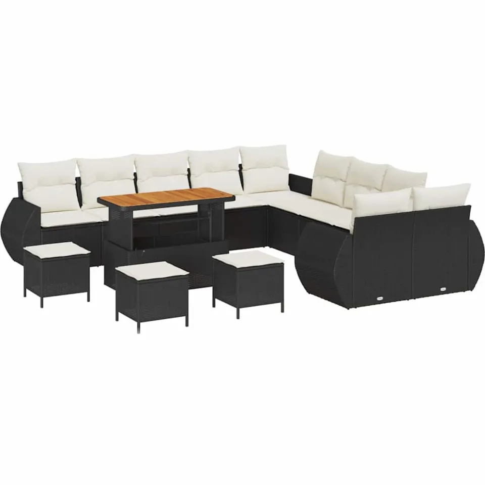 vidaXL Tuinbankenset 14 st Zwart poly rattan