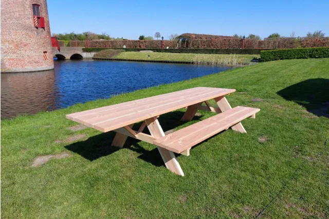 Rockwood® Rolstoel Picknicktafel Douglas 2.20m inclusief montage op locatie Naturel