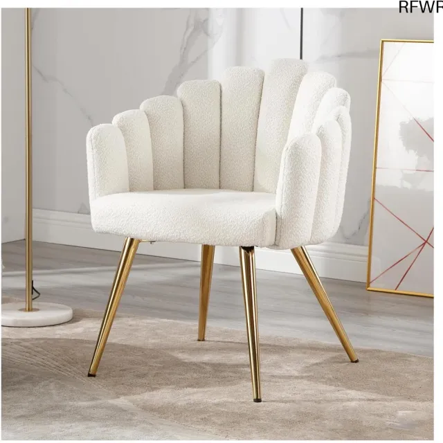 RFWR Moderne fauteuil voor woonkamer en slaapkamer, zachte loungestoel met metalen poten Wit