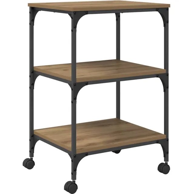 vidaXL Printerstand - Artisanaal - eiken - 50 - x - 41 - x - 75 - cm - Bewerkt - hout Artisanaal eiken