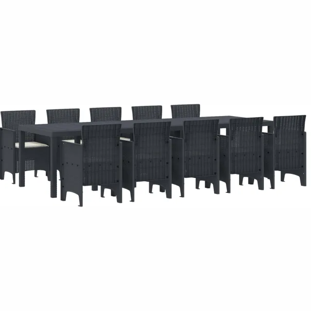 vidaXL Tuin Eetset 11 st Antraciet en Crème Poly rattan en Aluminium, foto 2
