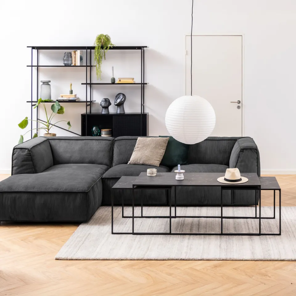 Lisomme Imke salontafel marmerlook antraciet - set van 3, foto 4