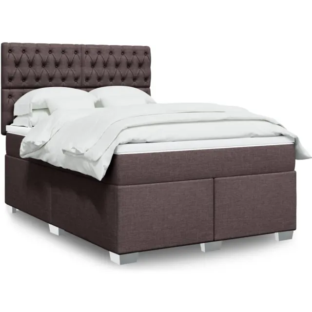 vidaXL Boxspring met matras stof donkerbruin 140x190 cm bruin