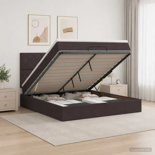 vidaXL Ottoman bed met matras Donkerbruin 160 x 200 cm Stof